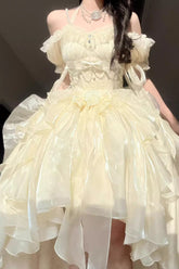 BXOXO - Ivory Bowknot Irregular Gothic Princess Lolita Jsk Dress